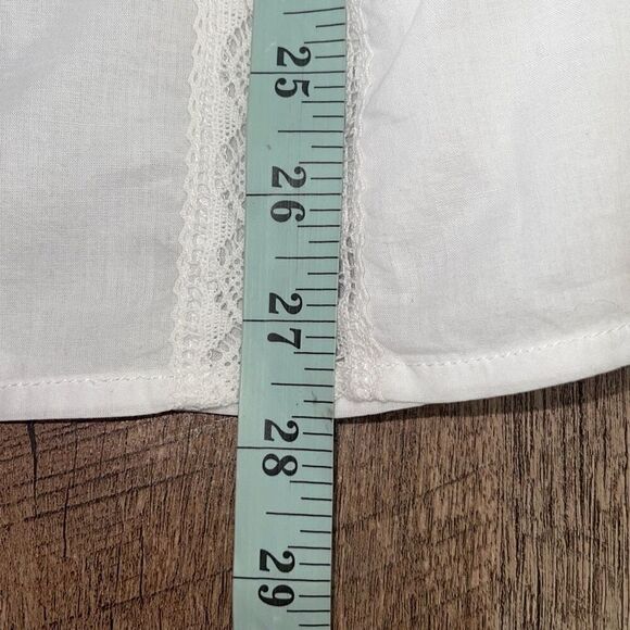 NYDJ Womens Lace Trim Ruffle Long Sleeve Victoria Blouse Top White Large NWT - Picture 9 of 9